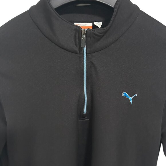 PUMA Men's Size Medium Pullover Sweater Half Zip Unique Black Blue - Picture 3 of 6
